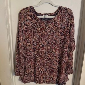 Luck Brand long sleeve patterned top